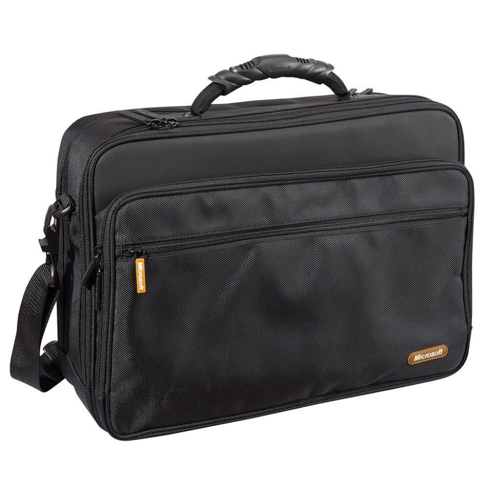 💜Vintage Microsoft Black, Gray, & Orange Accent Laptop Case Portfolio Briefcase